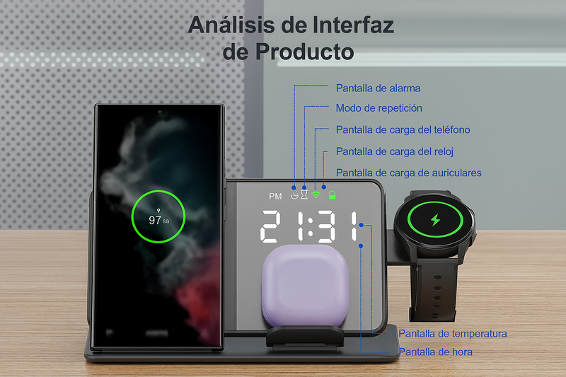 Cargador Inalámbrico 3 en 1: Carga Rápida para Samsung Galaxy Watch y Más