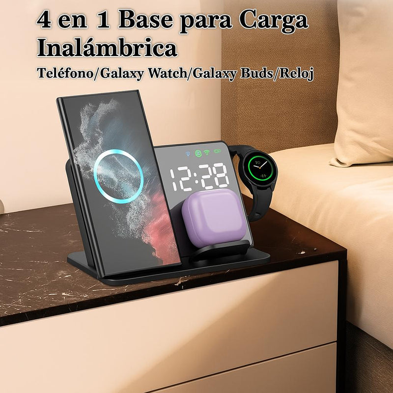 Cargador Inalámbrico 3 en 1: Carga Rápida para Samsung Galaxy Watch y Más
