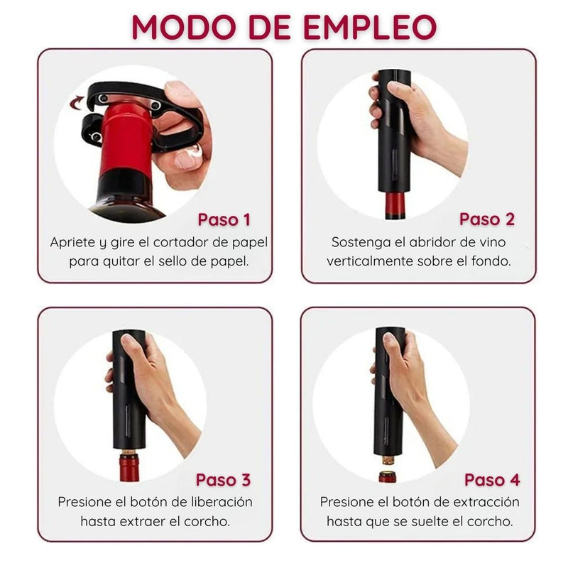 Abridor Eléctrico de Botellas de Vino Recargable